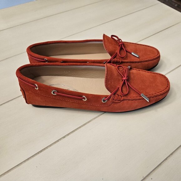 Tod's Red Suede Moccasins - Size 40.5/10.5 US - Picture 2 of 9